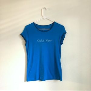 Vintage 2000s y2k Calvin Klein blue t-shirt with bejeweled logo